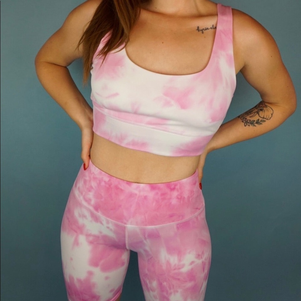 Pink tie dye athleisure bra top